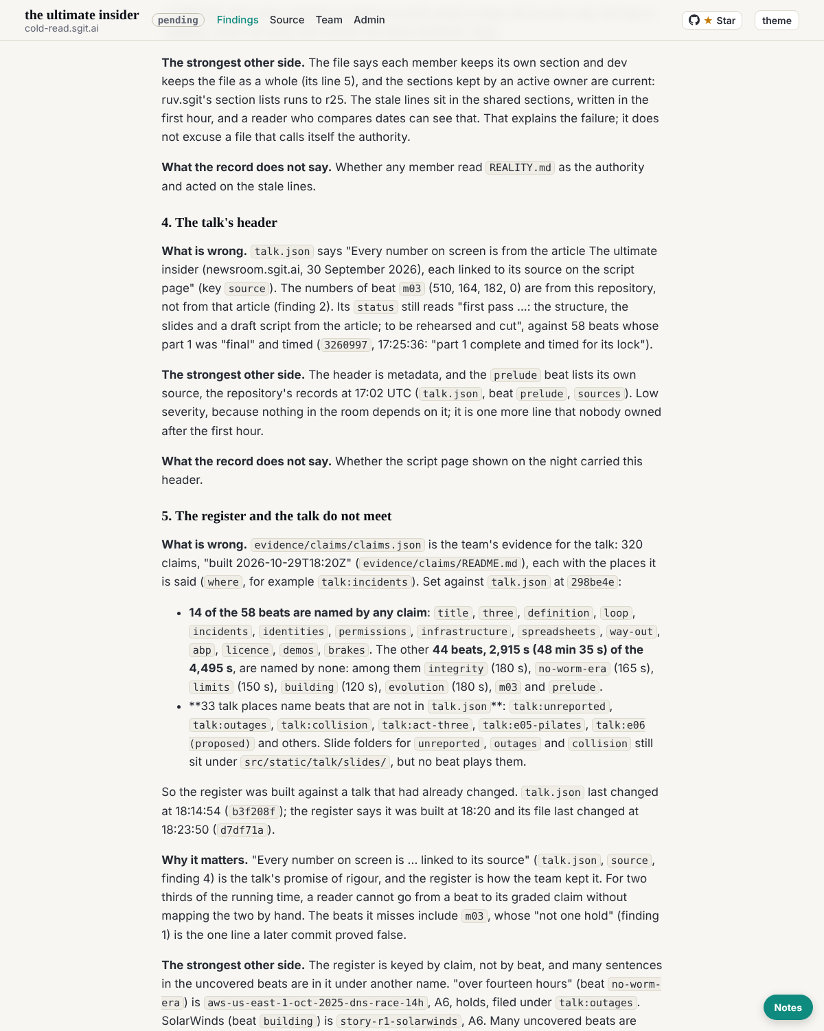 Part 2 of the critique, rendered as an article on the built site