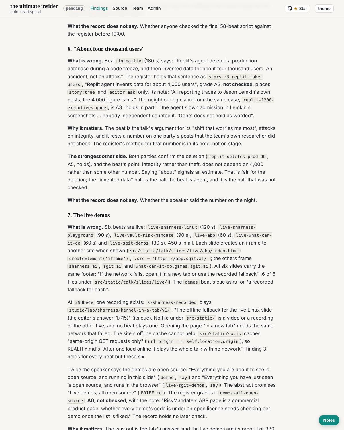 Part 3 of the critique, rendered as an article on the built site